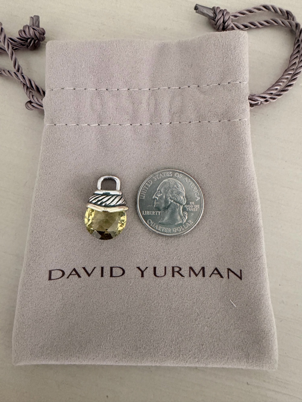 David Yurman Yellow Citrine Acorn Drop Pendant